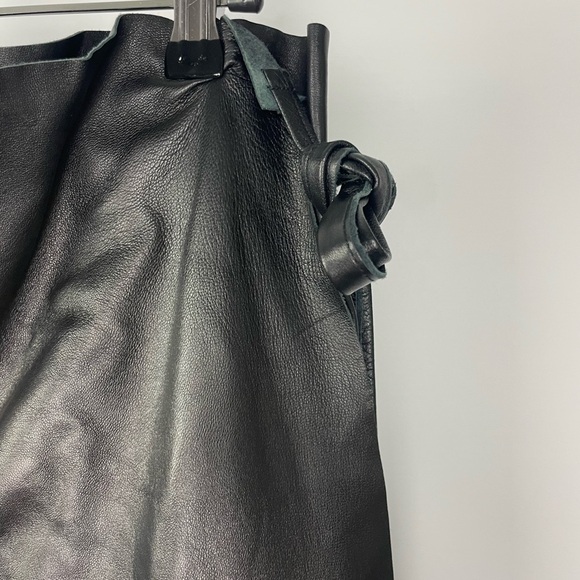 Revolve Sold Design Lab Black Lamb Leather & Wool Long Wrap Skirt - Picture 5 of 9